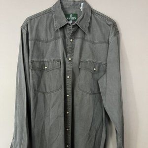 Schnee’s Bozeman Montana Mens Outdoor Shirt Lg Tall Western Pearl Snap